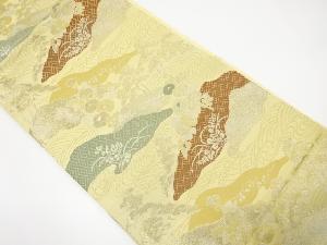 アンティーク　荒波に松・万寿菊模様織り出し袋帯（材料）